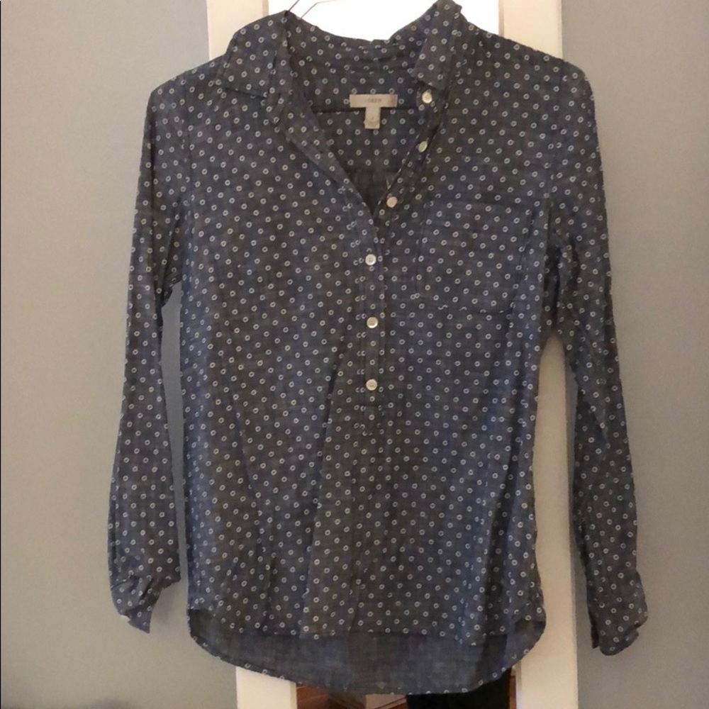 J Crew printed chambray top